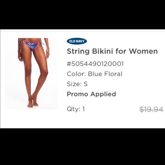 NEW OLD NAVY Bikini Swim Bottom Blue Floral Small Women’s - Picture 3 of 14